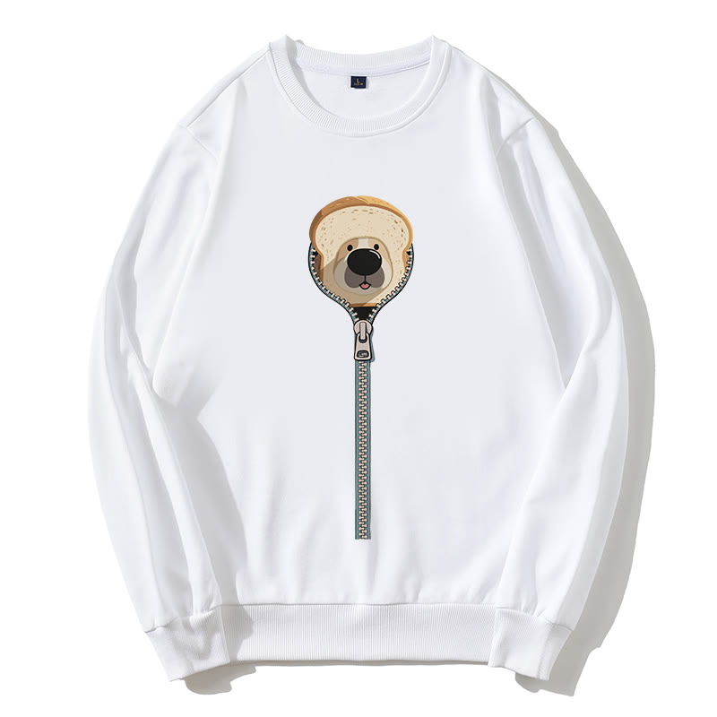 ブレッドドッグ ジッパーグラフィック ラウンドカラー スウェットシャツ - 白 - 5XL - image 2