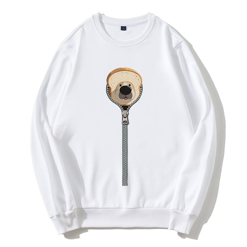ブレッドドッグ ジッパーグラフィック ラウンドカラー スウェットシャツ - 白 - 5XL - image 2