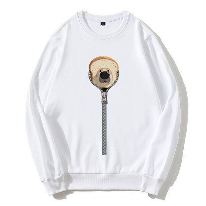 ブレッドドッグ ジッパーグラフィック ラウンドカラー スウェットシャツ - 白 - 5XL - image 2