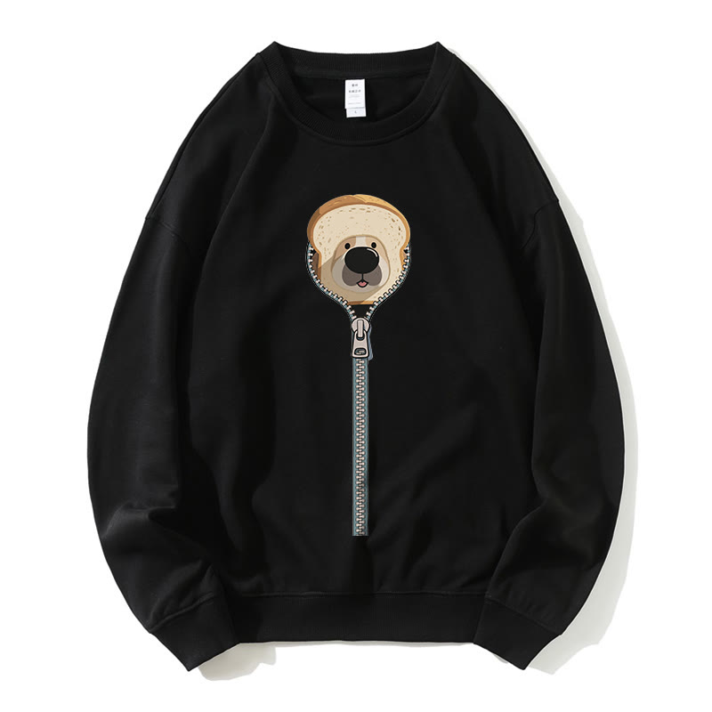 ブレッドドッグ ジッパーグラフィック ラウンドカラー スウェットシャツ - 黒 - 5XL - image 1