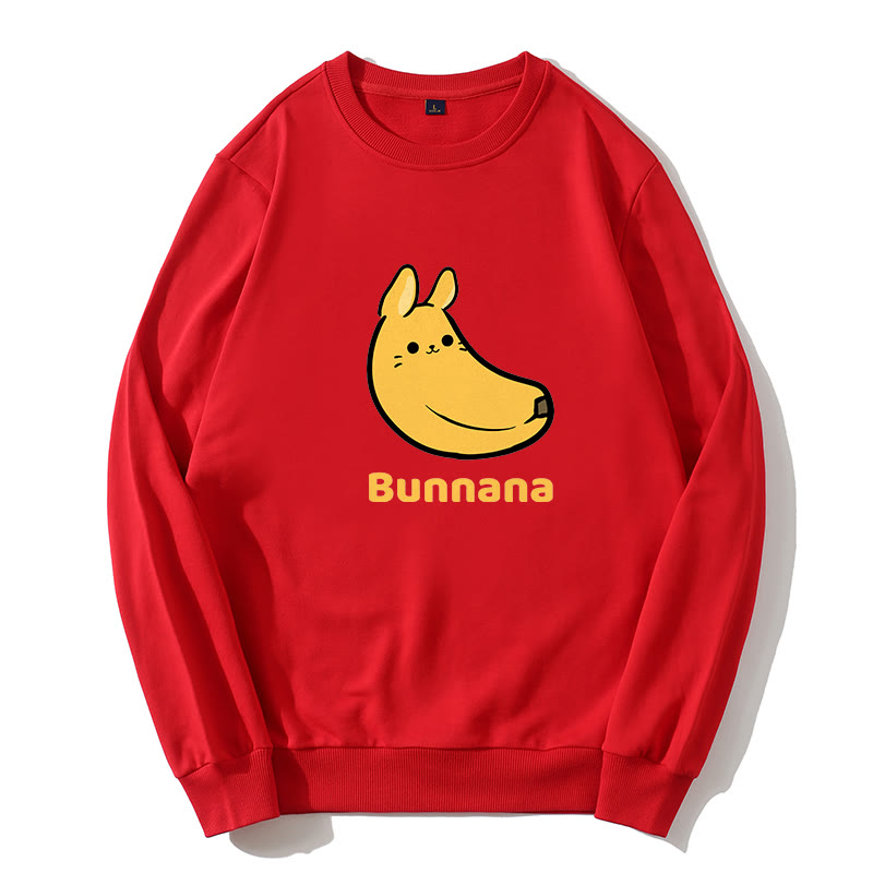 BUNNANA バニーバナナグラフィック ラウンドカラー スウェットシャツ - 赤 - 5XL - image 1