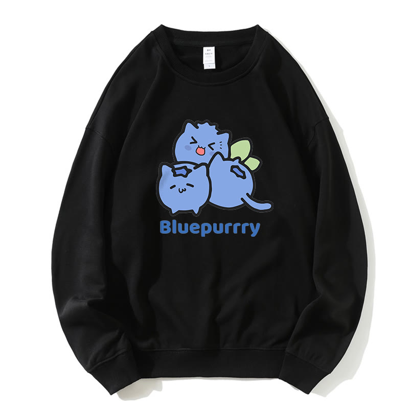 BLUEPURRRY ブルーベリーパーグラフィック ラウンドカラー スウェットシャツ - 黒 - 5XL - image 4