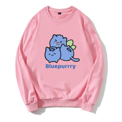 BLUEPURRRY ブルーベリーパーグラフィック ラウンドカラー スウェットシャツ - ピンク - 5XL - image 2