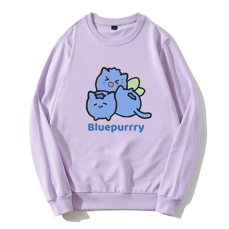 BLUEPURRRY ブルーベリーパーグラフィック ラウンドカラー スウェットシャツ - 紫 - 5XL - image 1