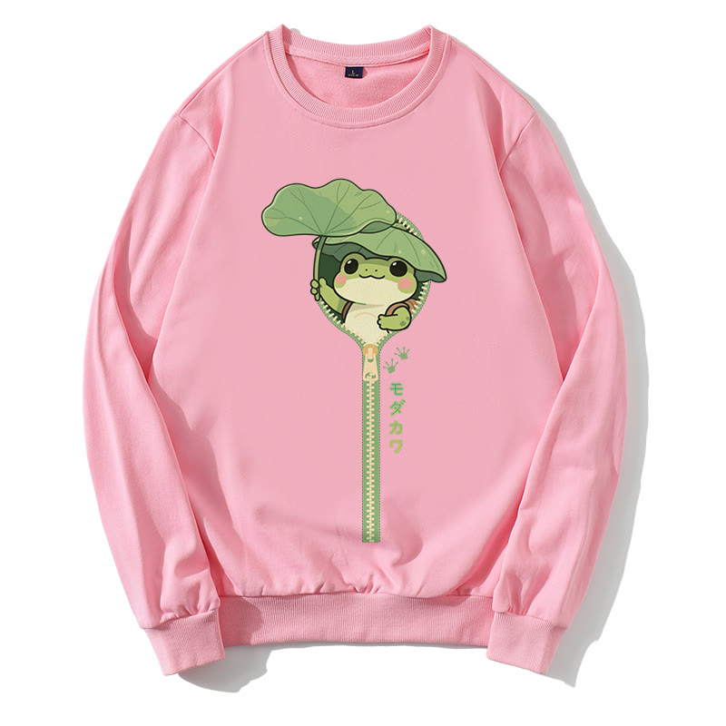 フロッグジッパーグラフィックラウンドカラースウェットシャツ - Pink - 5XL - image 2