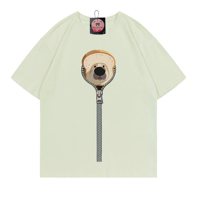 ブレッドドッグ ジッパープリント100%綿ModakawaTシャツ - Green - 5XL - image 3