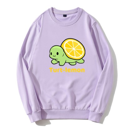 TURT-lEMON タートルレモングラフィック ラウンドカラー スウェットシャツ - 紫 - 5XL - image 2