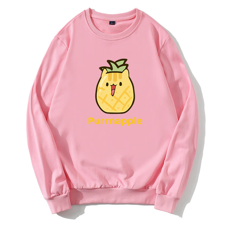 PURRNAPPLE パープルパイナップルグラフィックラウンドカラースウェットシャツ - ピンク - 5XL - image 2