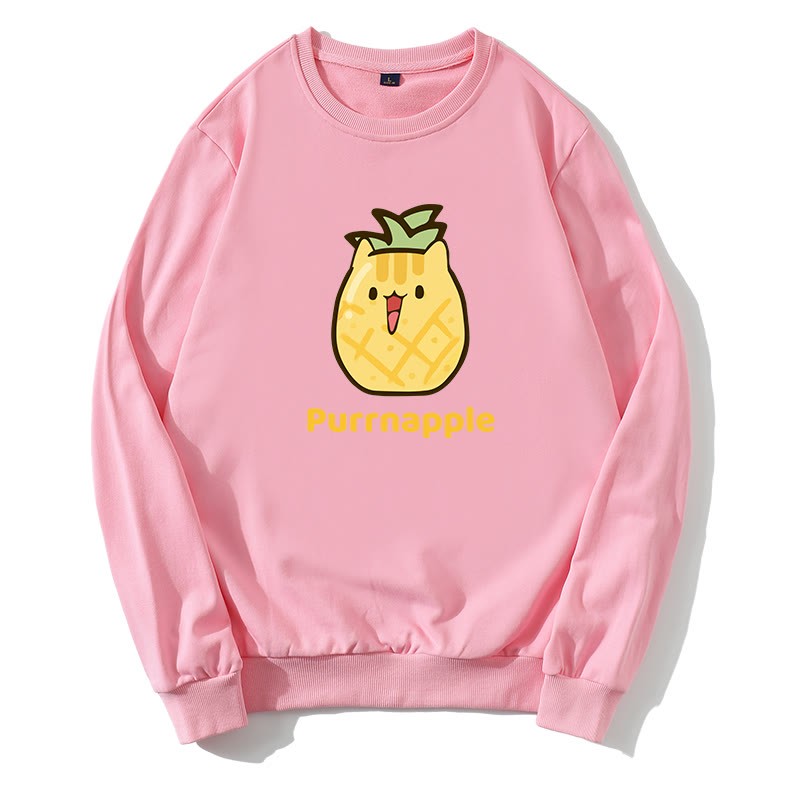 PURRNAPPLE パープルパイナップルグラフィックラウンドカラースウェットシャツ - ピンク - 5XL - image 2