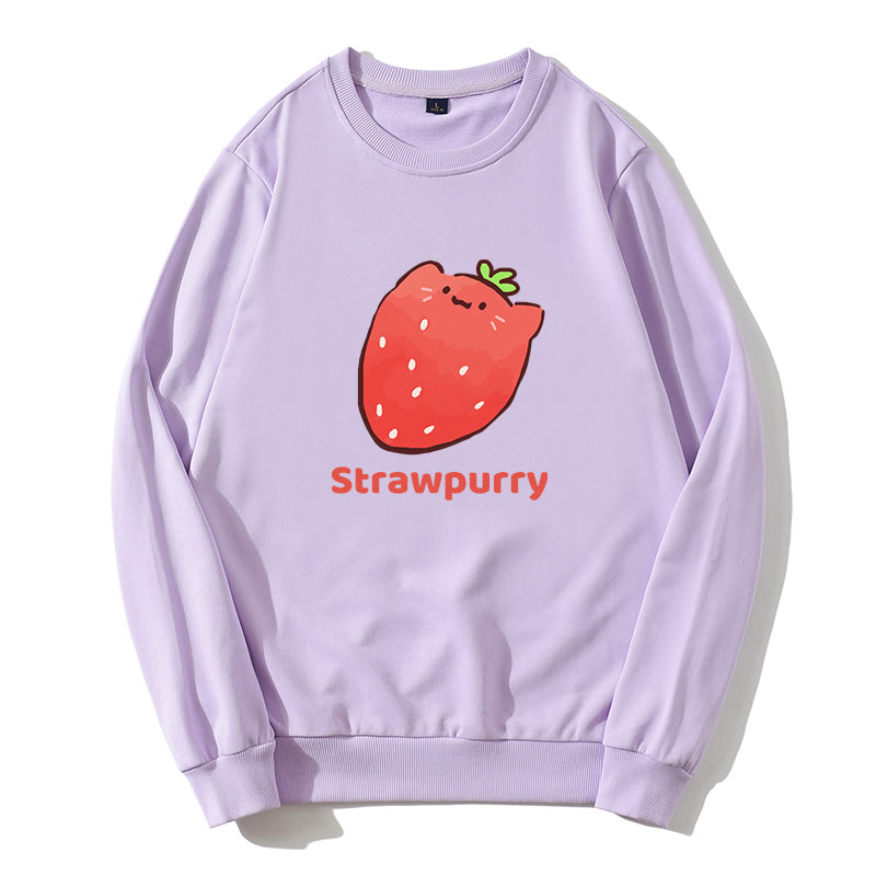 STRAWPURRY ストロベリーパーグラフィック ラウンドカラー スウェットシャツ - 紫 - 5XL - image 2