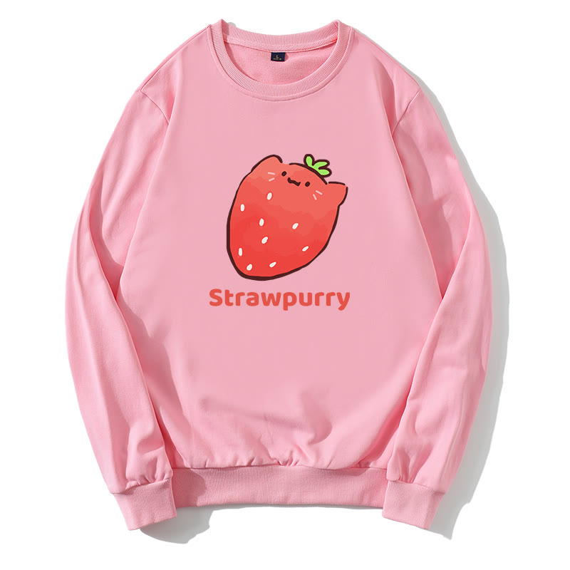 STRAWPURRY ストロベリーパーグラフィック ラウンドカラー スウェットシャツ - ピンク - 5XL - image 1