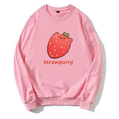 STRAWPURRY ストロベリーパーグラフィック ラウンドカラー スウェットシャツ - ピンク - 5XL - image 1