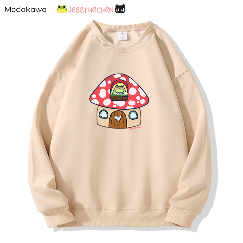 MODAKAWA X jessthechen キノコハウスのカエル グラフィック スウェットシャツ - Beige - 5XL - image 2
