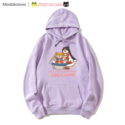 面白い動物のコスプレグラフィックパーカー - Purple - 5XL - image 2