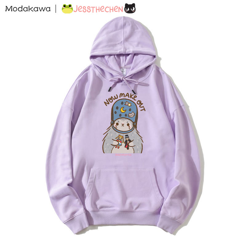 おもちゃを持った風変わりな子猫のグラフィックパーカー - Purple - 5XL - image 4
