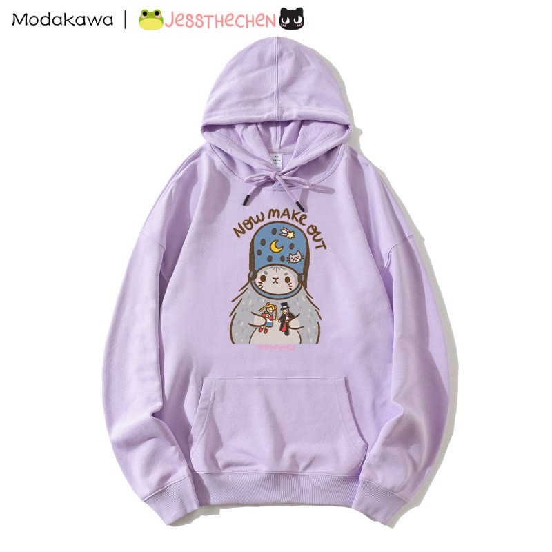おもちゃを持った風変わりな子猫のグラフィックパーカー - Purple - 5XL - image 4