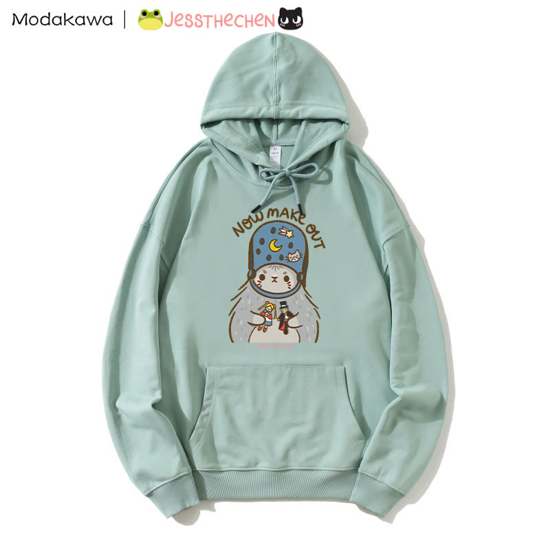 おもちゃを持った風変わりな子猫のグラフィックパーカー - Green - 5XL - image 1