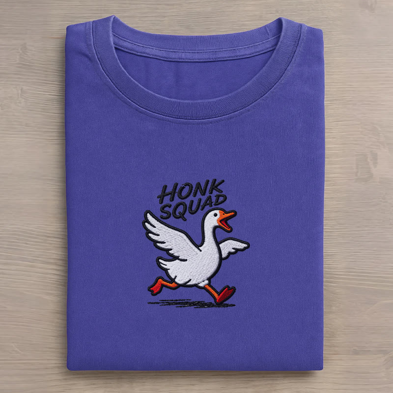 HONK SQUAD ランニンググース グラフィック ユニセックス ヴィンテージ ウォッシュド Tシャツ - Blue - 5XL - image 1