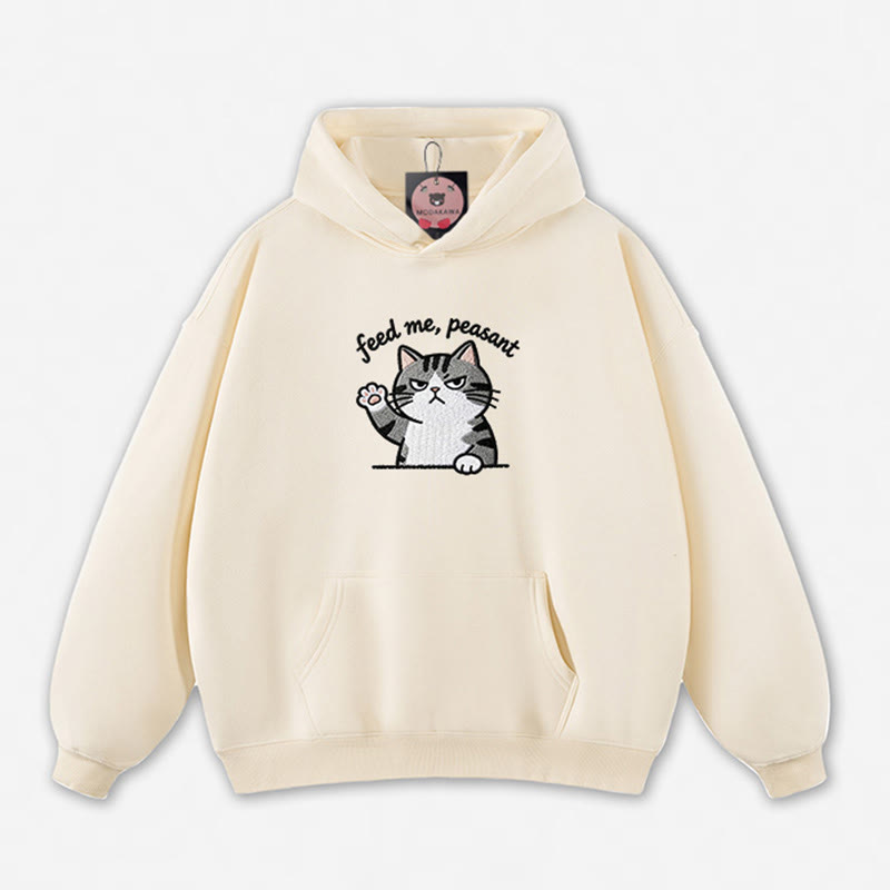 FEED ME, PEASANT 猫の足を上げるグラフィック ルーズパーカー - Apricot - 5XL - image 7