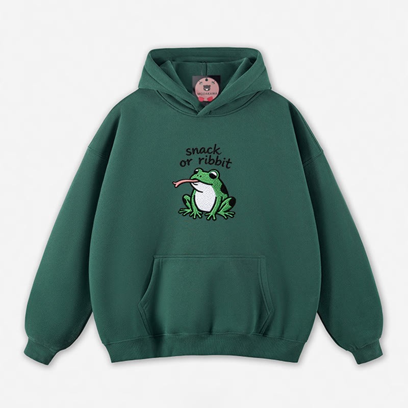 SNACK OR RIBBIT カエルグラフィック ルーズパーカー - Green - 5XL - image 2