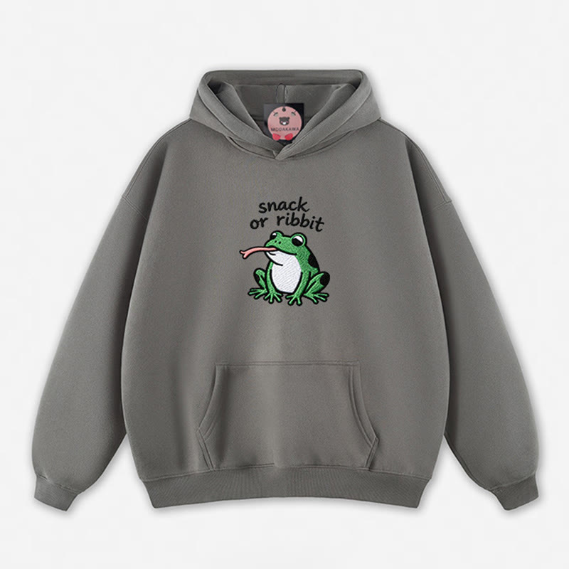 SNACK OR RIBBIT カエルグラフィック ルーズパーカー - Grey - 5XL - image 1