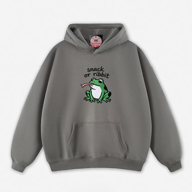 SNACK OR RIBBIT カエルグラフィック ルーズパーカー - Grey - 5XL - image 1