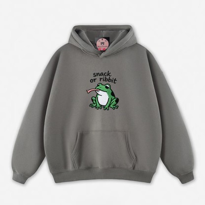 SNACK OR RIBBIT カエルグラフィック ルーズパーカー - Grey - 5XL - image 1