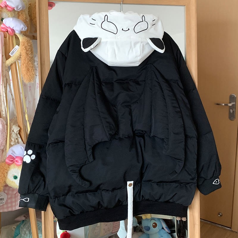 猫耳フード付きパファージャケット - image 3