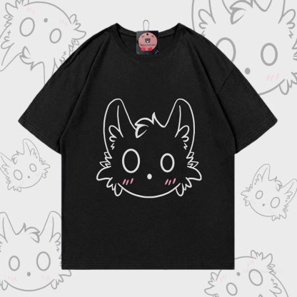 リトルモンスタープリント100%綿ModakawaTシャツ - Black - 5XL - image 1