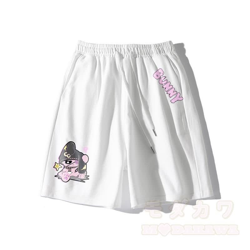 不幸なウサギのグラフィックダーク美的ショーツ - 白 - 5XL - image 2