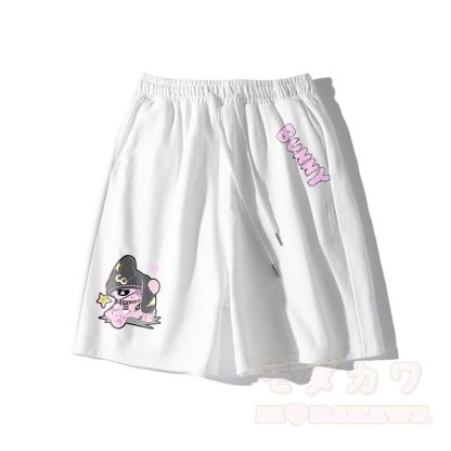 不幸なウサギのグラフィックダーク美的ショーツ - 白 - 5XL - image 2