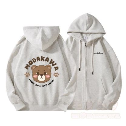 MODAKAWA キュートベアグラフィック ジップアップ パーカー スウェットシャツ - image 1