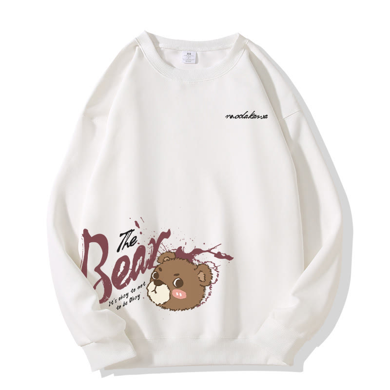 MODAKAWA IT'S OKAY TO NOT BE OKAY ベアグラフィック ユニセックス スウェットシャツ - White - 5XL - image 1