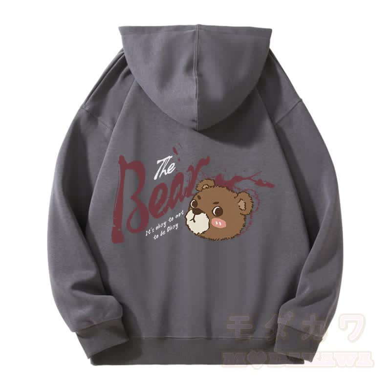 MODAKAWA IT'S OKAY TO NOT BE OKAY ベアグラフィック ジップアップ パーカー スウェットシャツ - ダークグレー - 5XL - image 2