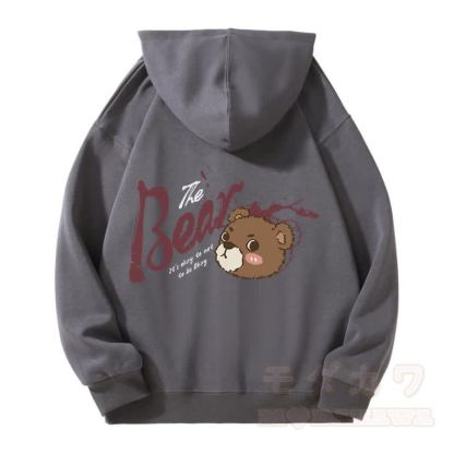 MODAKAWA IT'S OKAY TO NOT BE OKAY ベアグラフィック ジップアップ パーカー スウェットシャツ - ダークグレー - 5XL - image 2