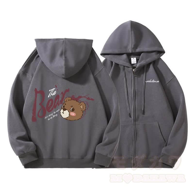 MODAKAWA IT'S OKAY TO NOT BE OKAY ベアグラフィック ジップアップ パーカー スウェットシャツ - image 1