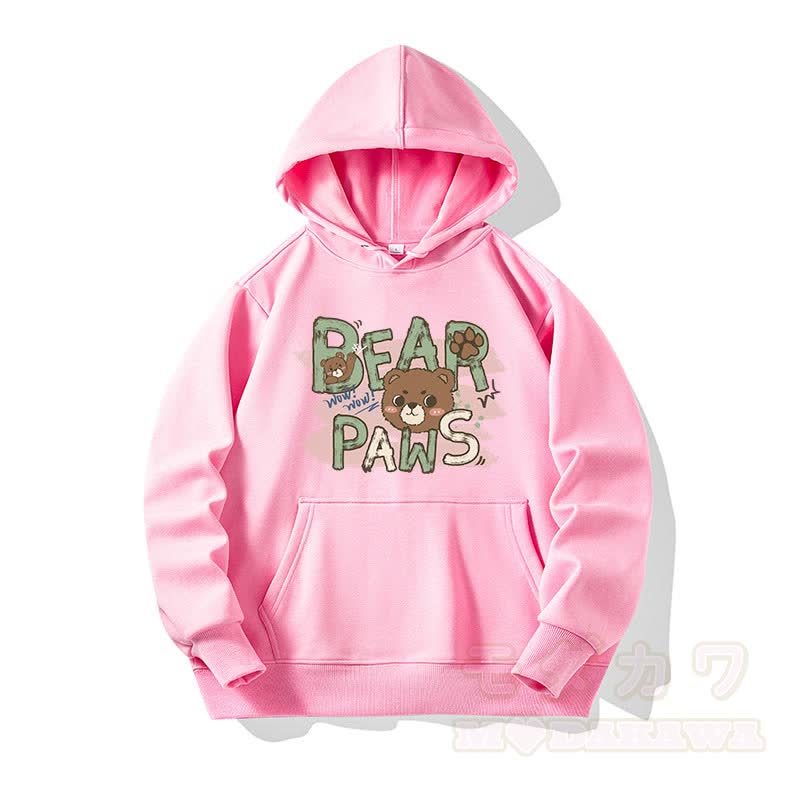 BEAR PAWS かわいいクマのグラフィック フリース裏地パーカー - ピンク - 6XL - image 2
