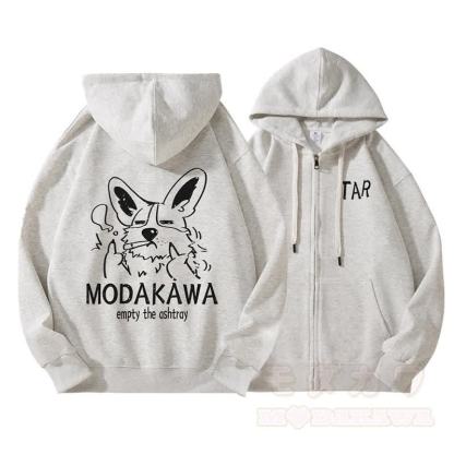 MODAKAWA TAR グランピー・スモーキング・パピー グラフィック フリース 裏地 ジップアップ パーカー スウェットシャツ - image 1
