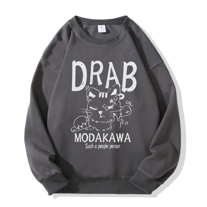 MODAKAWA DRAB グランピーキャット グラフィック ユニセックス スウェットシャツ - Dark Grey - 5XL - image 1