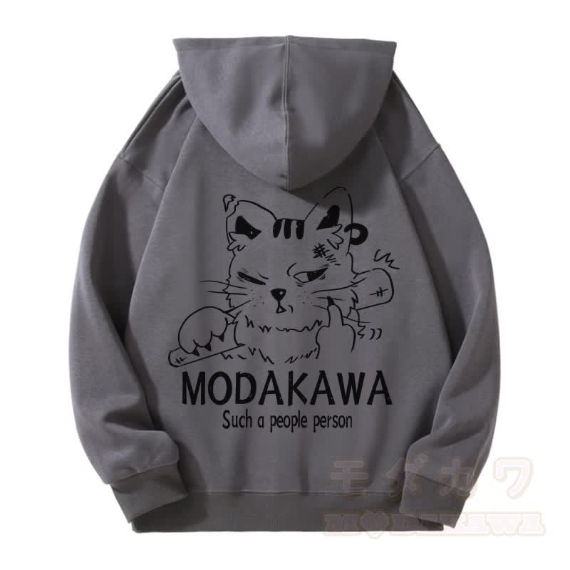 MODAKAWA DRAB グランピーキャット グラフィック フリース 裏地 ジップアップ パーカー スウェットシャツ - ダークグレー - 5XL - image 3