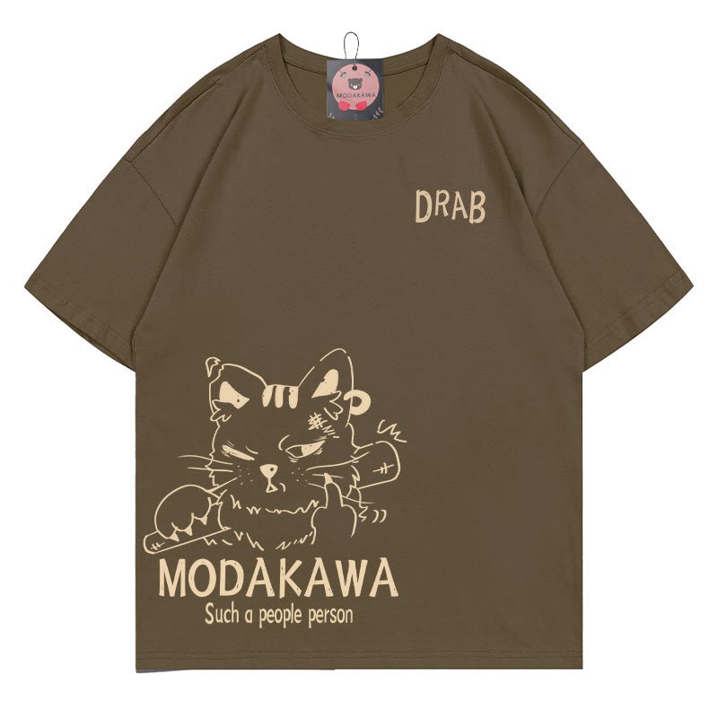 MODAKAWA DRAB グランピーキャット グラフィックTシャツ - 茶色 - 5XL - image 1
