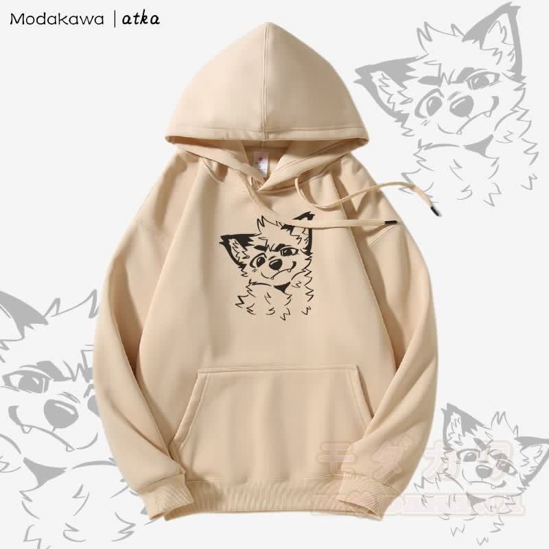 かわいいキツネのグラフィックフリース裏地パーカー - アプリコット - 5XL - image 2
