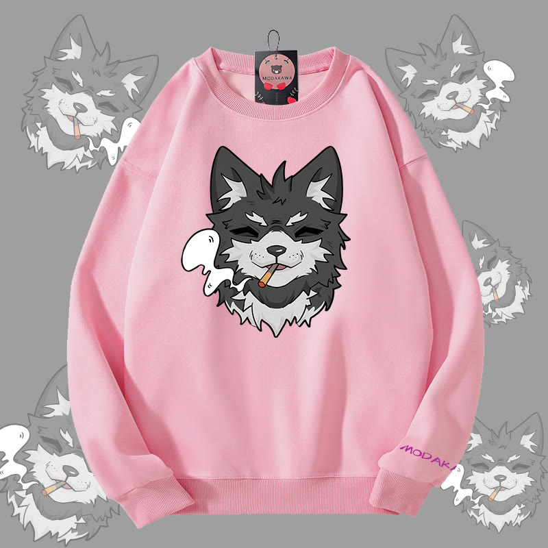 MODAKAWA スモーキングパピー グラフィック ユニセックス スウェットシャツ - Pink - 5XL - image 1