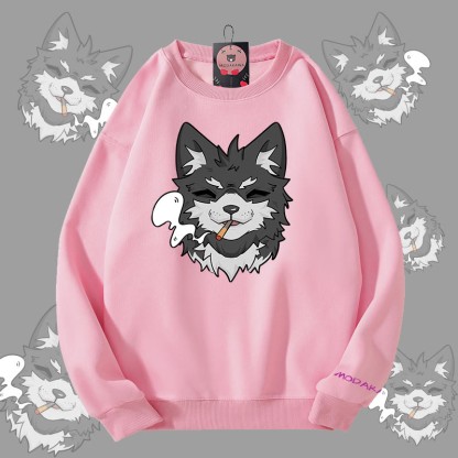MODAKAWA スモーキングパピー グラフィック ユニセックス スウェットシャツ - Pink - 5XL - image 1