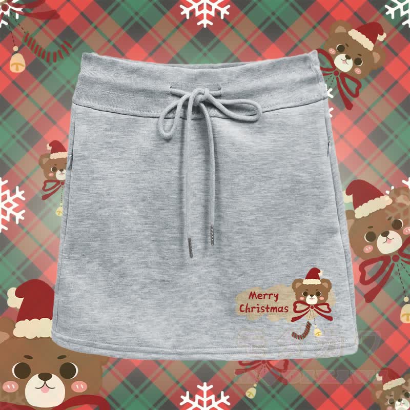 MODAKAWA クリスマスベアグラフィックAラインスカート - グレー - 2XL - image 2