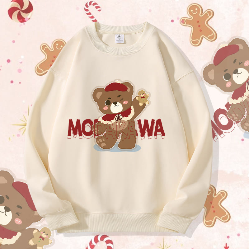 MODAKAWA クリスマスベア グラフィック ユニセックス スウェットシャツ - Beige A - 5XL - image 1