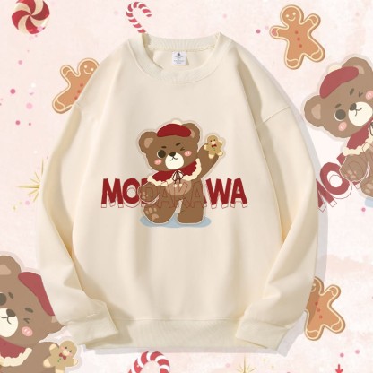 MODAKAWA クリスマスベア グラフィック ユニセックス スウェットシャツ - Beige A - 5XL - image 1
