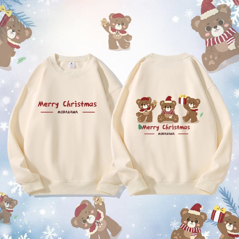 MODAKAWA スリークリスマスベアグラフィック ユニセックス スウェットシャツ - Beige - 5XL - image 1