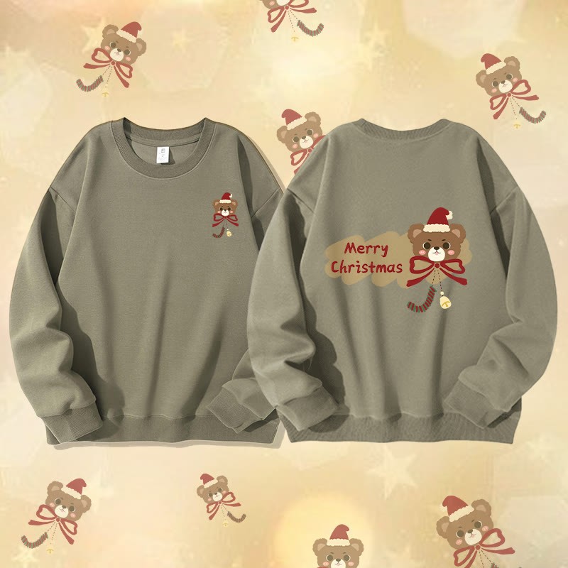 MODAKAWA クリスマスベア グラフィック ユニセックス スウェットシャツ - Light Khaki - 5XL - image 1