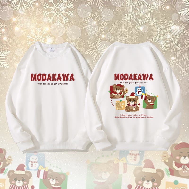 MODAKAWA クリスマスベア スノーマン グラフィック ユニセックス スウェットシャツ - White - 5XL - image 1